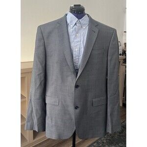 Ron Tomson 2 Piece Suit Fits 44/46 Grey Sharkskin Wool Blend Jacket Pants 42X30